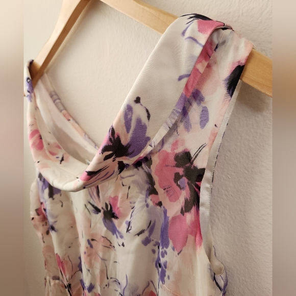 Pendleton Silk Floral Dress Sleeveless In Petal Power White Pink Purple 10 NWT - Picture 5 of 13